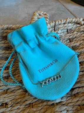 Tiffany & Co. Silver XOXO Necklace on Tiffany Blue Pouch